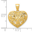 10K Diamond-cut Filigree Heart Charm