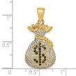10K Black and Clear CZ Micro Pave Money Bag Pendant