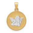 10K W/Rhodium Polished and Textured Angel Pendant