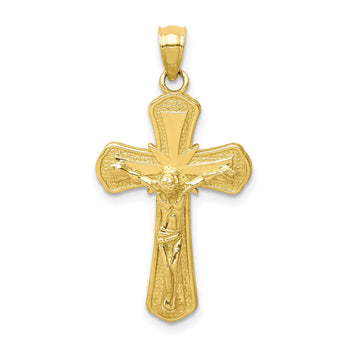 10K Polished Textured Crucifix Pendant