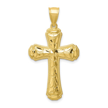 10K Diamond-cut Cross Pendant