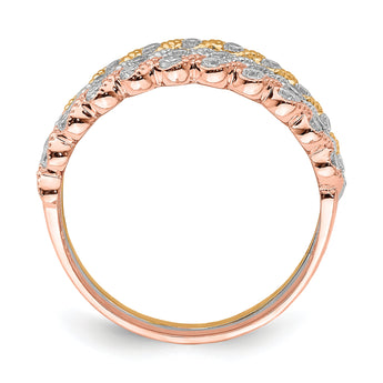 10K Tri-color Set of Three Stackable CZ Rings