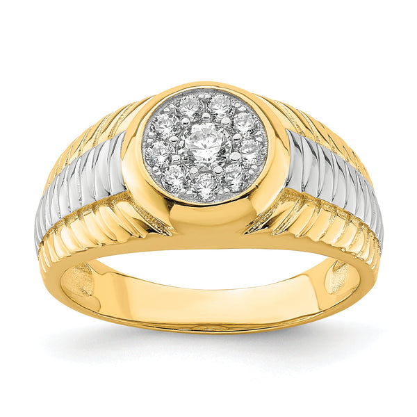 10K WithRhodium CZ Mens Ring