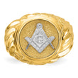 10k Two-tone Men's Polished and Textured Masonic Ring
