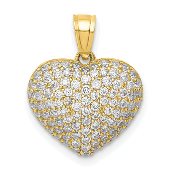 10K CZ Micro Pave Heart Pendant