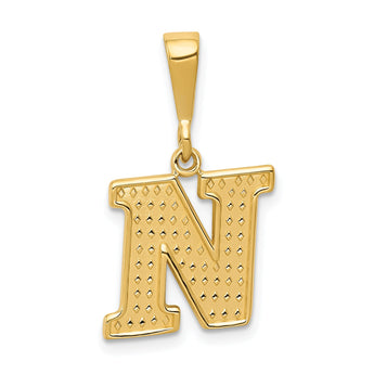 10KY Initial N Pendant
