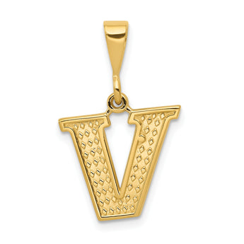 10KY Initial V Pendant - Birthstone Company