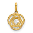 10K Polished CZ Love Knot Charm