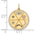 10K Polished Colorful CZ Good Luck Medallion Charm