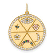 10K Polished Colorful CZ Good Luck Medallion Charm