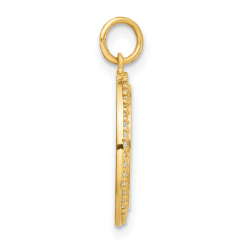 10K Polished CZ Moon and Stars Disc Charm