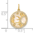 10K Polished CZ and Mother of Pearl Sun Moon and Stars Disc Charm