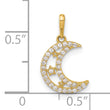10K Polished Clear CZ Moon and Stars Charm