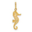 10K Polished CZ Seahorse Charm