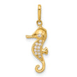10K Polished CZ Seahorse Charm