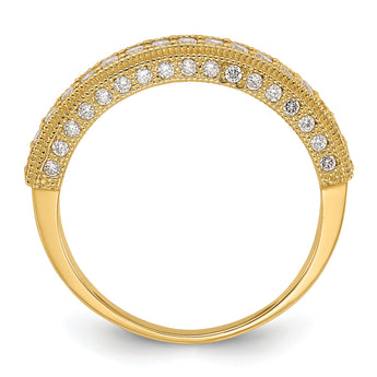 10K Polished CZ Beaded Edge Band