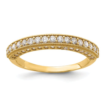 10K Polished CZ Beaded Edge Band