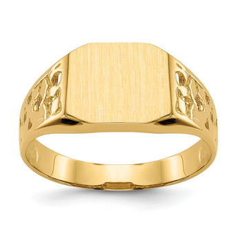 10k 9.0x10.5mm Open Back Men's Signet Ring, Size 9 - Birthstone Company