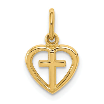 10k Cross in Heart Charm