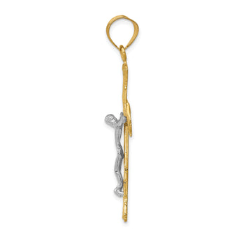 10k Two-tone Diamond-cut Crucifix Pendant