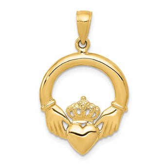 10k Polished Claddagh Pendant