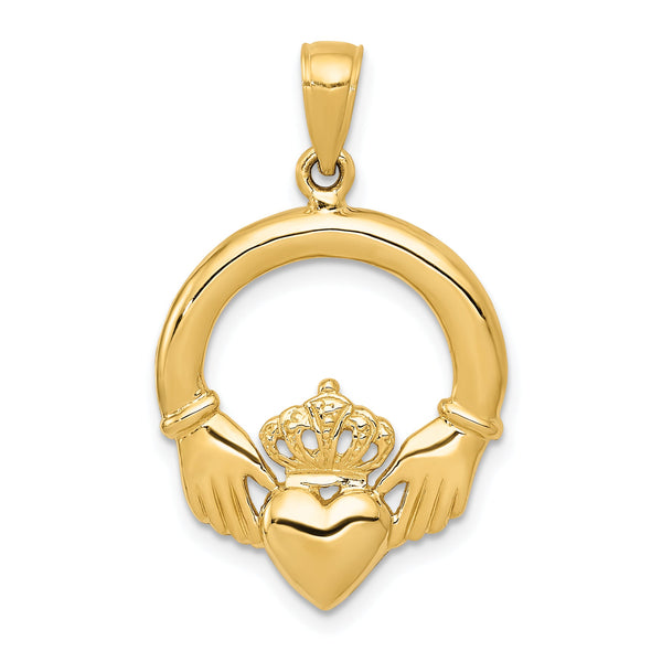 10k Polished Claddagh Pendant