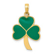 10k Green Enameled Shamrock Pendant