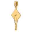 10k Solid Polished 3-D Graduation Cap Pendant