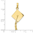 10k Solid Polished 3-D Graduation Cap Pendant