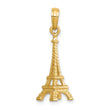 10k Solid Polished 3-D Eiffel Tower Charm