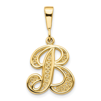 10k Filigree Initial B Pendant - Birthstone Company