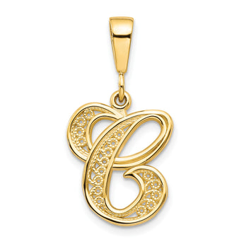 10k Filigree Initial C Pendant - Birthstone Company