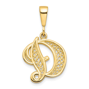 10k Filigree Initial D Pendant - Birthstone Company
