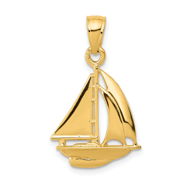 10k Polished Open-Backed Sailboat Pendant