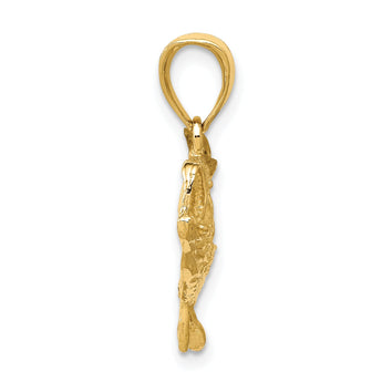 10K Polished Open-Backed Bass Fish Pendant