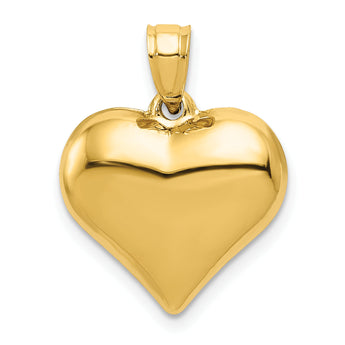 10K Polished 3-D Heart Pendant