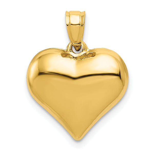 10K Polished 3-D Heart Pendant