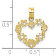 10K Polished Floral Border Heart Pendant