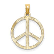 10k Textured Peace Sign Pendant