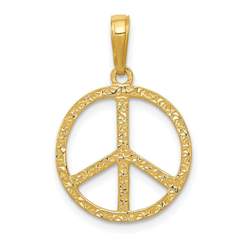 10k Textured Peace Sign Pendant