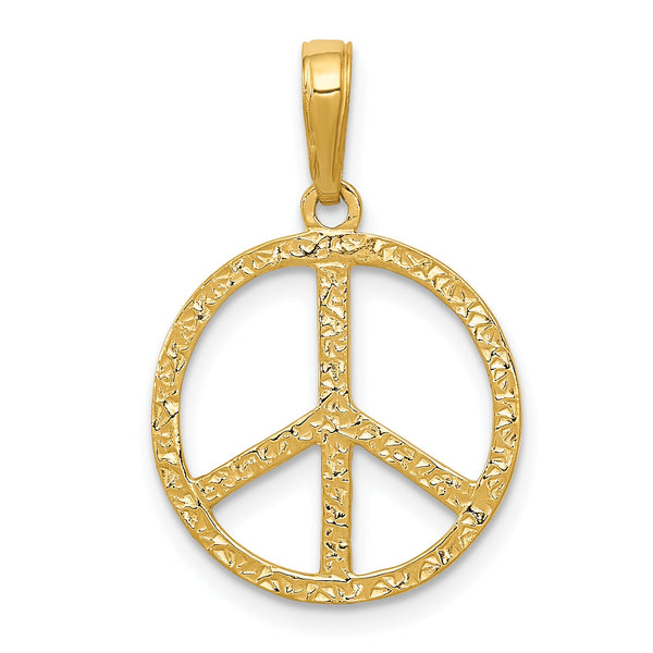 10k Textured Peace Sign Pendant
