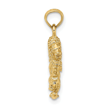 10K 3-D Leo Zodiac Pendant
