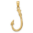 10K 3D Fish Hook Pendant