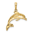 10K Dolphin Swimming Pendant