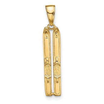 10k 3-D Snow Skis Pendant