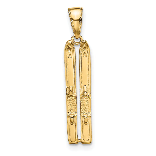 10k 3-D Snow Skis Pendant