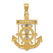 10k Two-tone Diamond-cut Mariner's Cross Pendant