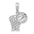 10K White Gold Basketball Hoop And Ball Pendant