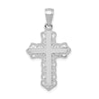10k White Gold Lace Trim Cross Pendant