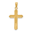 10K Cross with Striped Border Pendant